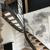 Escalier design sur mesure quart tournant metal et bois Nantes 44